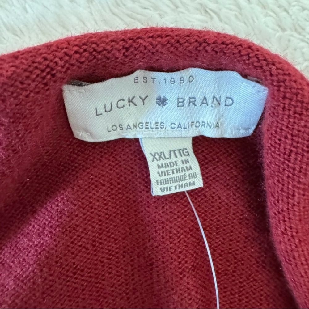 Lucky Brand Long Sleeves V Neck Sweater Size XXL Pomegranate Color New - Picture 9 of 11